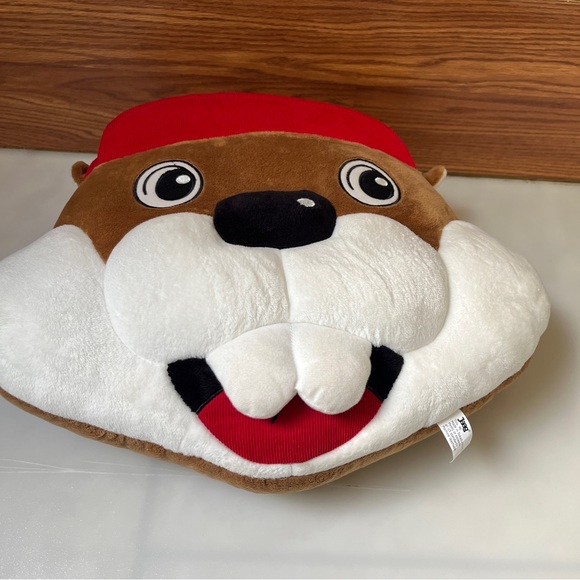 bucee's buc-ee's gas station bucee the beaver head 16" wide plush pillow travel - Picture 5 of 8